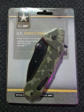 U.S. Army Camo Green Spring-Assisted Pocket Knife